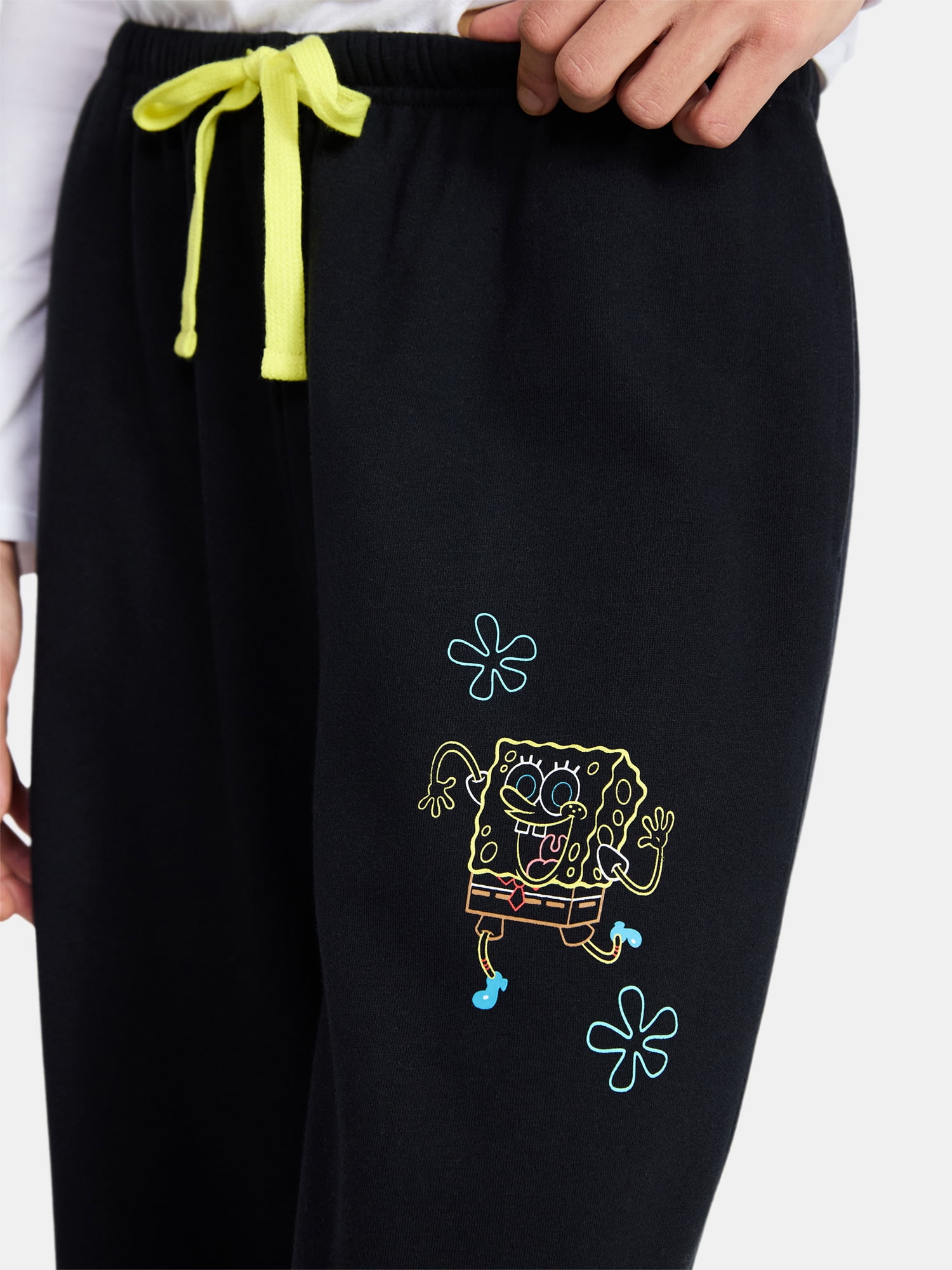 SpongeBob SquarePants Women’s Graphic Wide Leg Fleece Pants, Sizes XXS-XL
