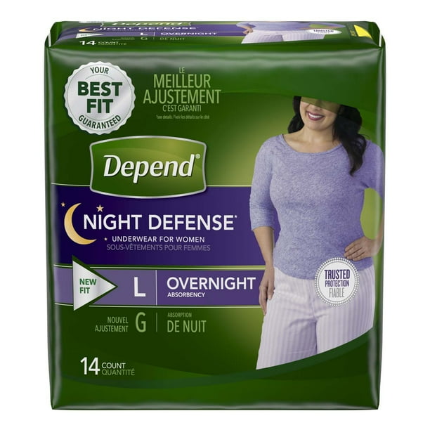 Depend Night Defense Disposable Female Pull On Underwear, Large, 28 Ct