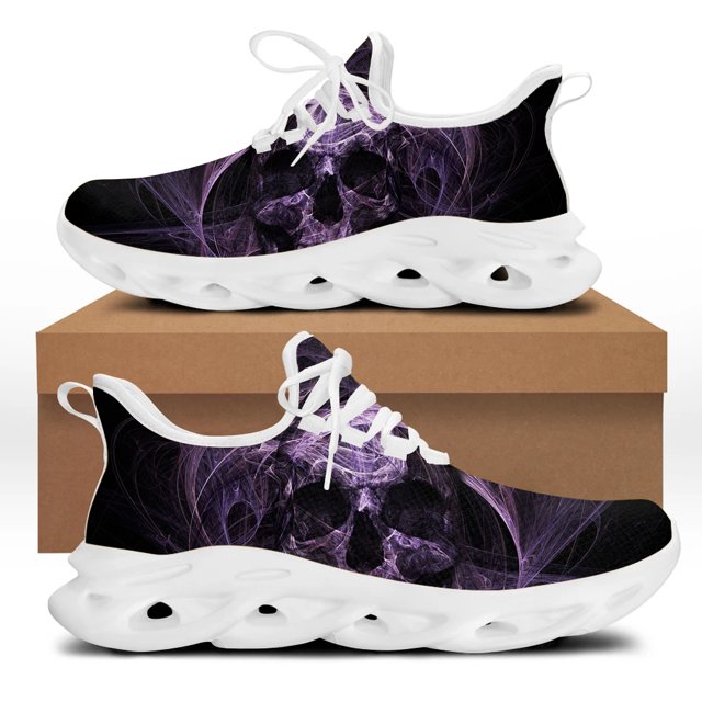 Zapatillas informales para hombre, estilo punk, con diseño de calavera, planas, con cordones, transpirables, para caminar