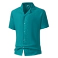 thumbnail image 4 of Ceisia Men's Loose Short-Sleeve Turn-Down Collar Breathable Stretch Smooth Texture Solid Color Shirt Summer Spring Gift, 4 of 4
