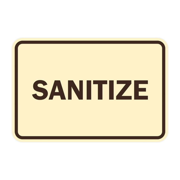Classic Framed Sanitize Sign (Ivory/Dark Brown) - Small