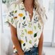 thumbnail image 2 of Blusas para las Mujeres Casual Cómodo Imprimir Manga Corta Botón de Bolsillo Top Camiseta, Tops Cortos para las Mujeres, 2 of 5