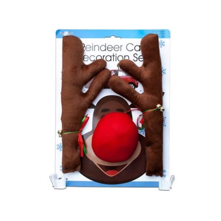 Kole Imports OT577-2 Reindeer Holiday Car Decoration Set - Pack of 2
