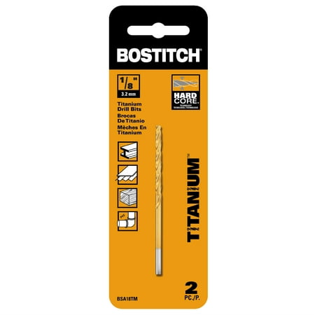 BOSTITCH 1/8-Inch Titanium Speed Tip Drill Bit, 2-Pack, BSA18TM