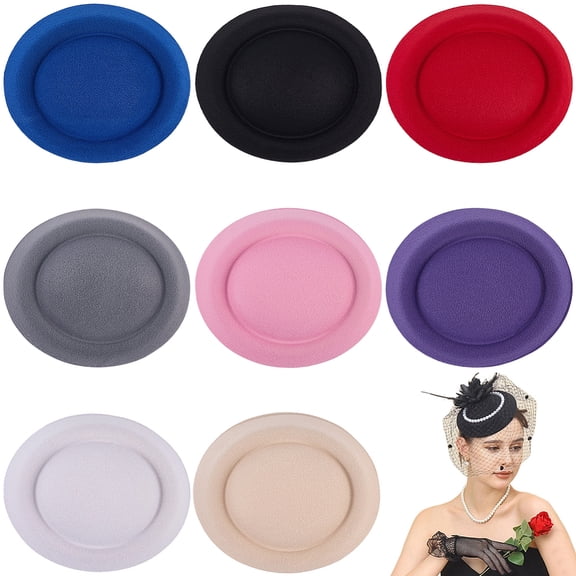 8 Colors 6x5.5 Inch Round Fascinator Hat Base EVA Millinery Headdress Base Flight Attendant Cocktail Hats Making Women Vintage