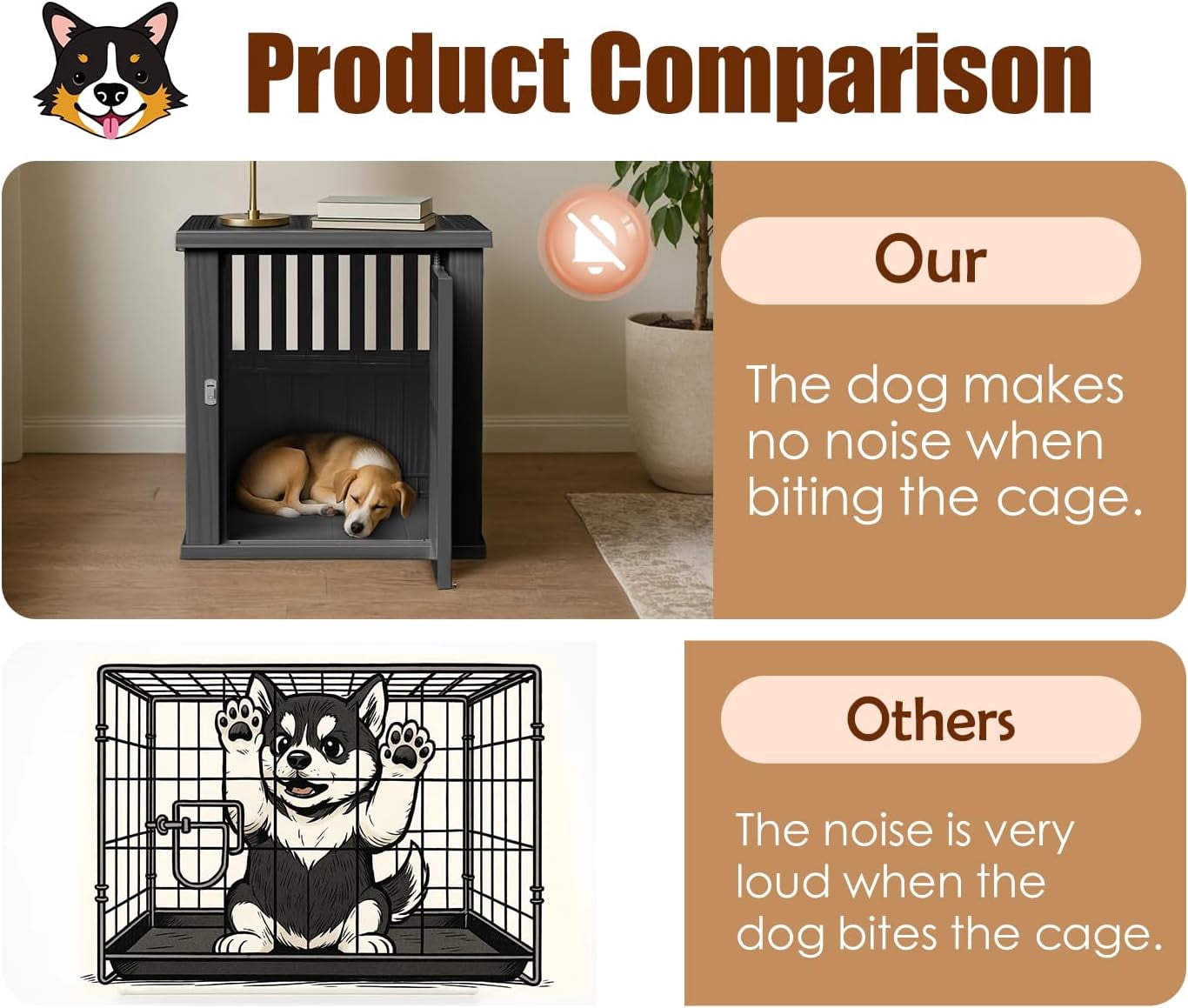 Dog Crate Furniture for Small to Medium Dogs,Decorative Resin Kennel Indoor,Multifunctional Dog Crate with Locking Buckle,End Table,Durable and Sturdy(Black 29.65 * 21.34 * 25.28)