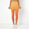thumbnail image 2 of KHONTS Women's Tennis Skirt Leggings High Waist Tummy Control Athletic Yoga Capri Golf Pants Workout Clothing Orange L, 2 of 7