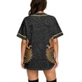 thumbnail image 4 of Mexico 2026 Soccer Cup Style Vintage Baseball Jersey for Women, Short Sleeve Button-Down Shirt with Retro Sun & Eagle Graphic, Breathable Polyester Sports Top, 1 PC Black M, 4 of 6