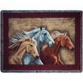 thumbnail image 1 of Manual Woodworkers & Weavers Manual Three Horses Multicolor Tapestry Throw, 1 of 2