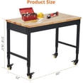 thumbnail image 3 of 60" x 22" Adjustable Workbench, Heavy-Duty Workbench with a 2000 LBS load Capacity, Metal Frame with Power Outlets and Casters, Rubberwood Table Workbench for Workshops, Garages, Offices, Homes, 3 of 6