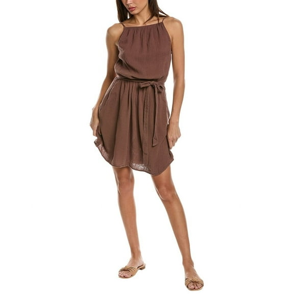 Bella Dahl womens  Smocked Waist Mini Dress, XXS, Brown