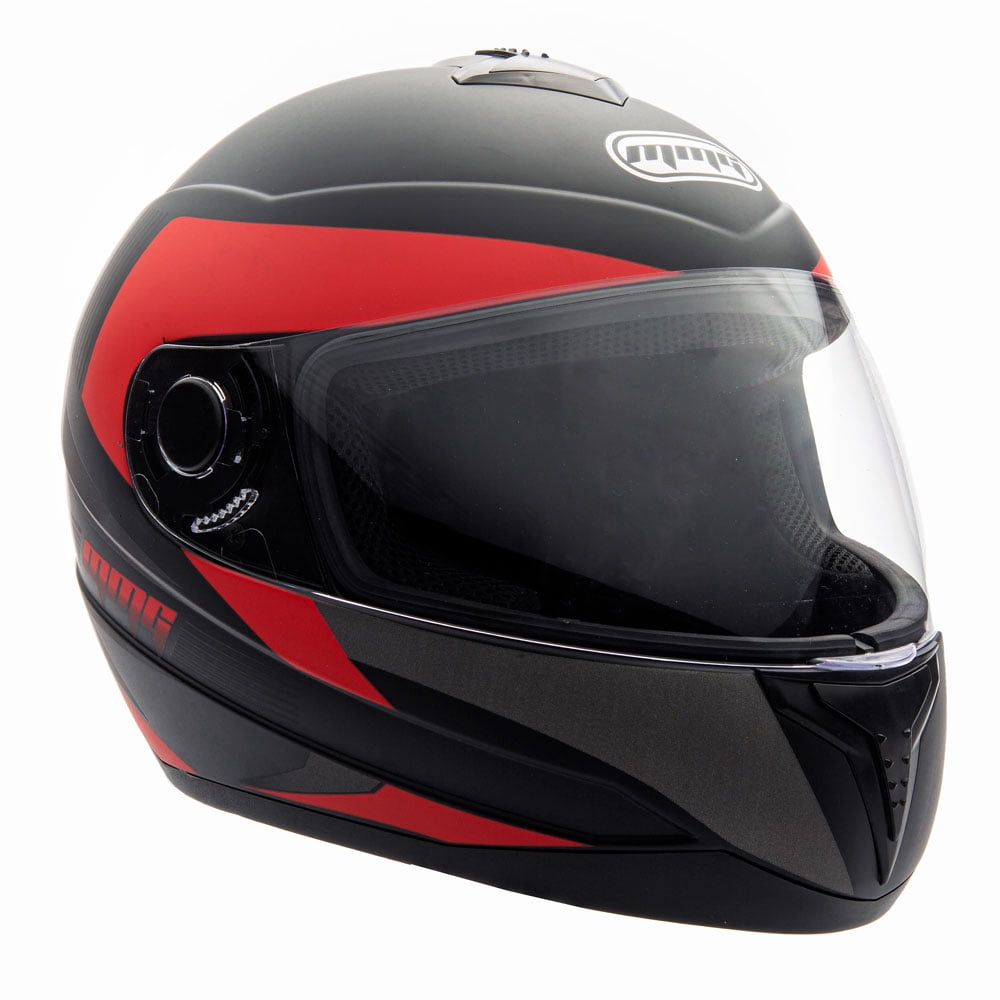 MMG Adult Motorcycle Full Face Helmet DOT with Spare Tinted Shield - Matte Black Red (X-Large) Model 26