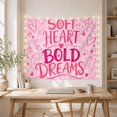 thumbnail image 5 of Soft Heart Bold Dreams Among Pink Stars and Swirls, Playful Illustration for Positive Quote Fans, Affirmation Art, Graduation Gift, Tapestry Wall Hanging for Bedroom and Dorm, 5 of 7