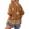 thumbnail image 5 of UVN Summer Tops for Women Short Sleeve V Neck Boho Casual Blouses Ladies Floral Print Tie Front Flowy Shirts, 5 of 9