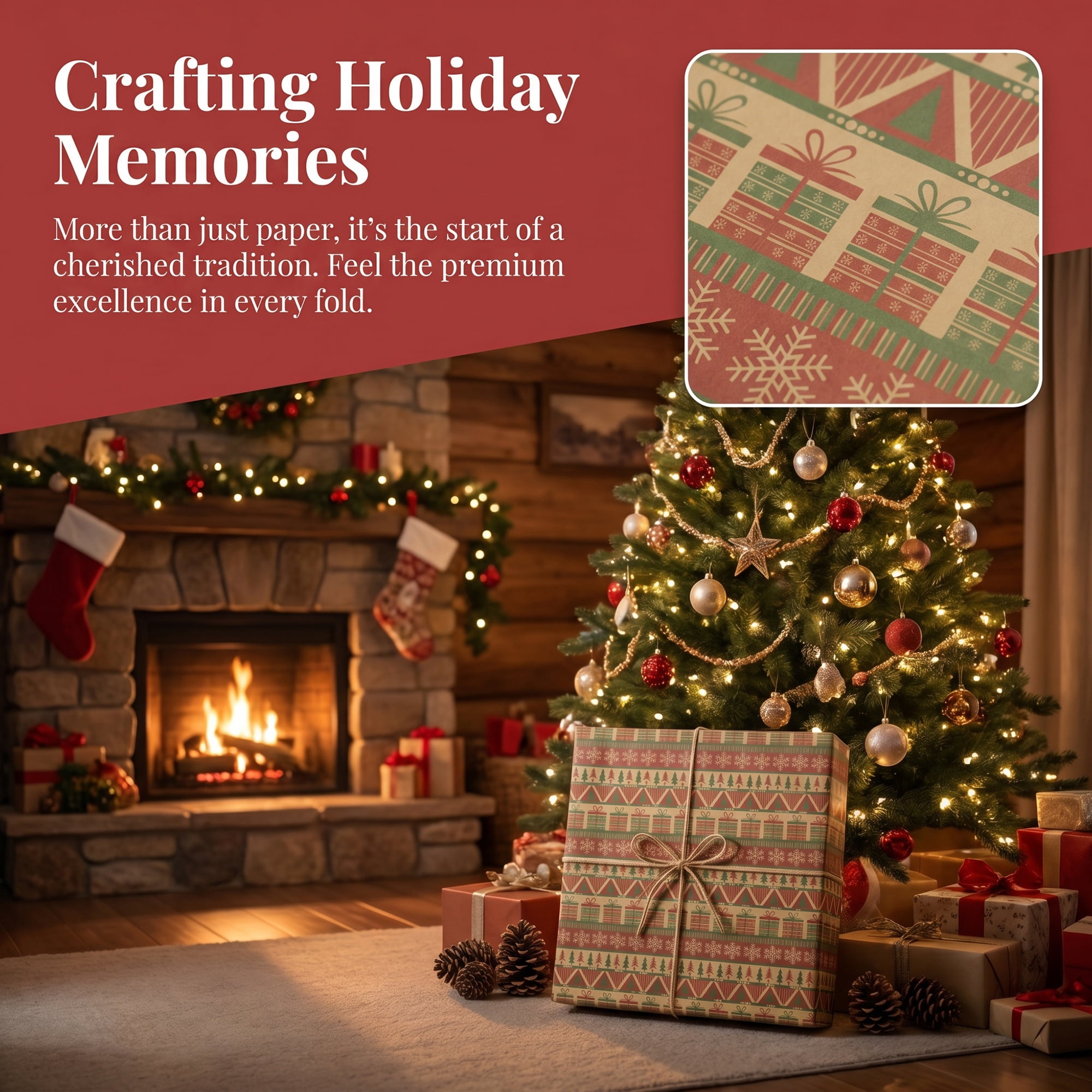 Unique Bargains Premium Gift Wrapping Paper for Christmas and Events Red Gift 27.6"x 19.7"