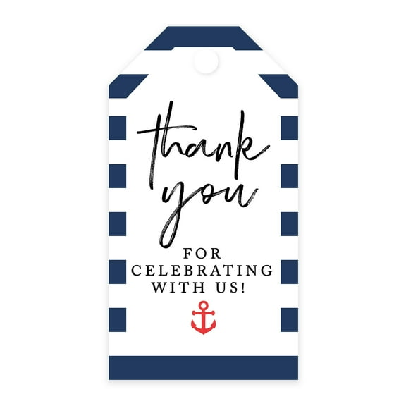 Koyal Wholesale Thank You For Celebrating With Us Favor Tags Nautical BePkh Cardstock Gift Tags with Bakers   100-Pk