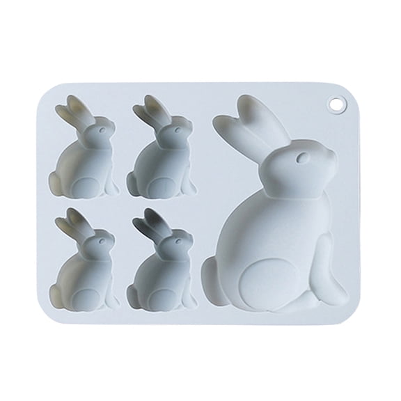 5 Cavity Easter Rabbit Silicone Mold For Festival Cake Baking Ice Making Diy Auxiliary Food Preparation High Temperature Resistant Easy Release And Clean Reusable Baking Tool