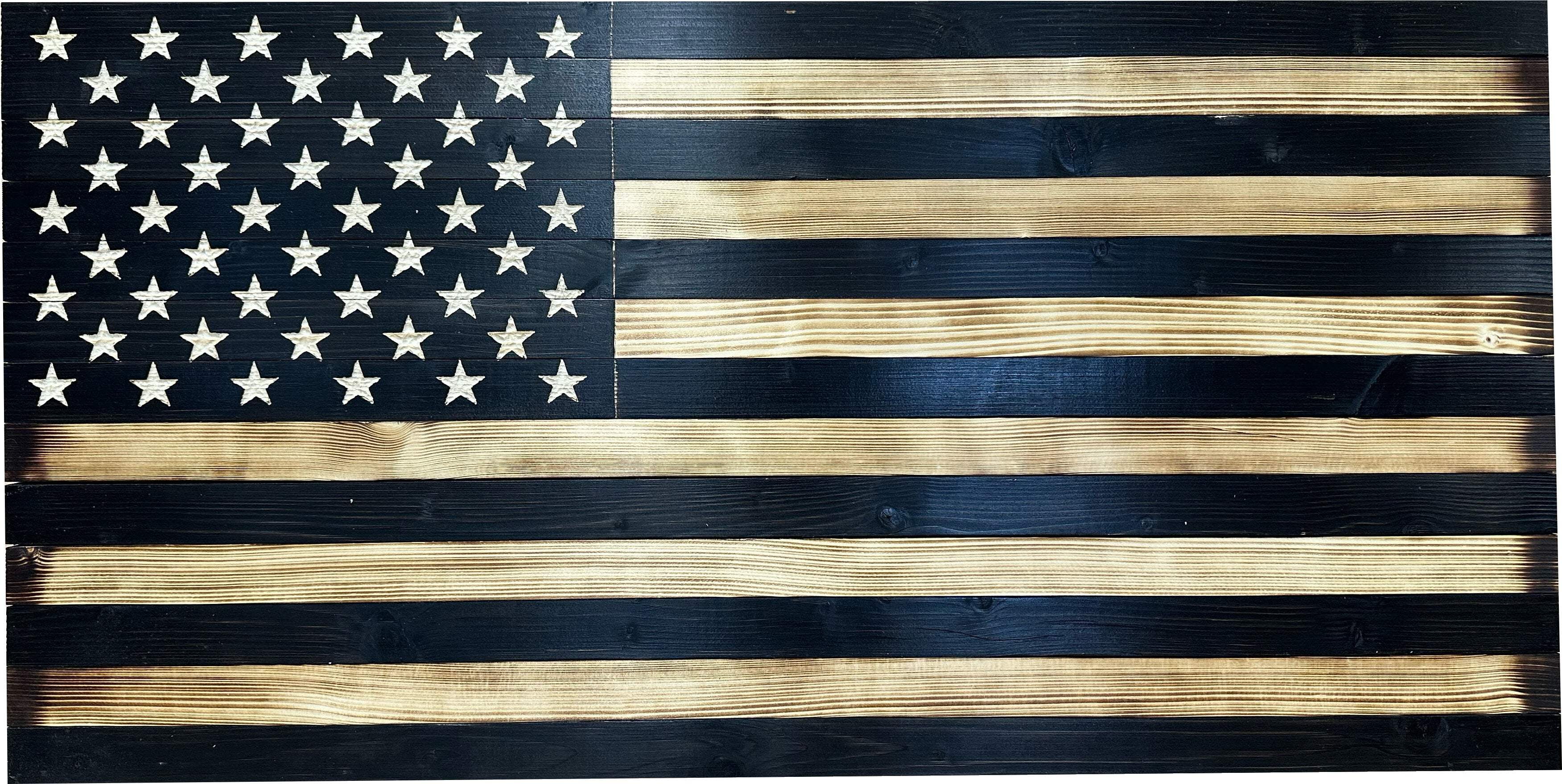 Wood American Flag Black 3-4 Gun Safe Magnetic Lock Secure Access Pistol Rack By Bellewood Designs
