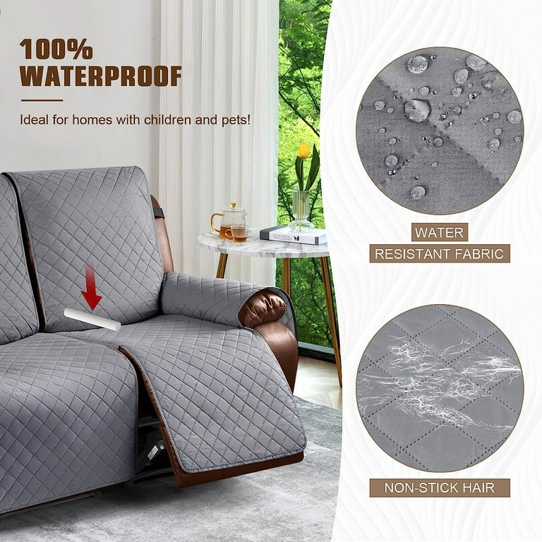 Waterproof Recliner Sofa Cover, Non-Slip Reclining Couch Covers For 1, 2 &  3 Seater, Recliner Couch Cover Furniture Protector With Elastic Straps For  Pets, Kids