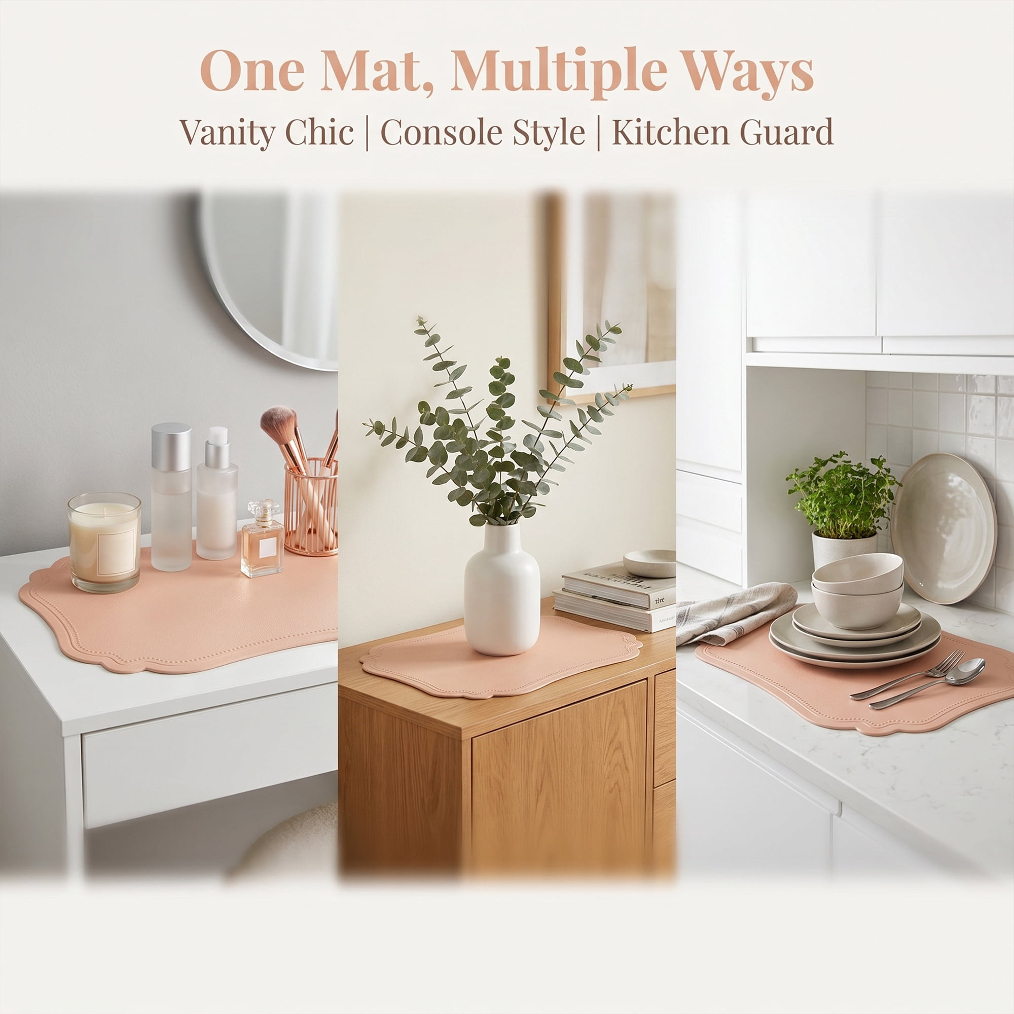 Unique Bargains Set of 6 Solid Placemats Leather Placemats for Kitchen Dining Pink