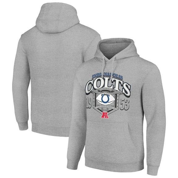 Men's Starter Heather Gray Indianapolis Colts 80s Retro Pullover Hoodie