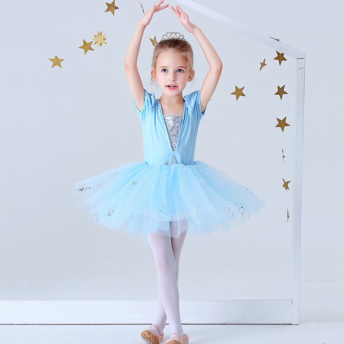 DPois Costume de Danse Fille Enfant Robe Danse Moderne Jazz Tutu Jupe Ballet Robe Soirée À