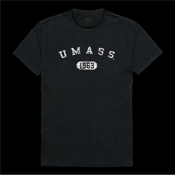 W Republic 574-178-BLK-02 University of Massachusetts Amherst Distressed Arch College T-Shirt, Black - Medium