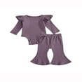 thumbnail image 1 of Baby Girl Solid Color Clothes Sets Cotton Bodysuit Tops Flared Pant Bell Bottom Outfits, 1 of 5
