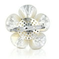 thumbnail image 4 of Vintage Elegance Mother of Pearl Shell and Blue Crystal Bead Flower Brooch Pin, 4 of 6