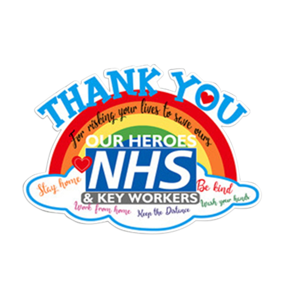 Rainbow Window Wall Sticker Thank You NHS And Key Workers Charity Decal 