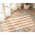 thumbnail image 2 of Fennco Styles Woven Ticking Striped Area Rug 24" W x 51" L - Black Cotton Blend Carpet Indoor Outdoor Floor Mat for Living Room, Entryway, Bedroom and Floor Décor, 2 of 5