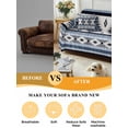 thumbnail image 5 of Blue Boho Couch Cover, Southwestern Ethnic Aztec Retro Geometric Sofa Cover Blanket for 3 Cushion Couch, Sectional Sofa Slipcover Furniture Protector for Living Room Bedroom 71''x134'', 5 of 9