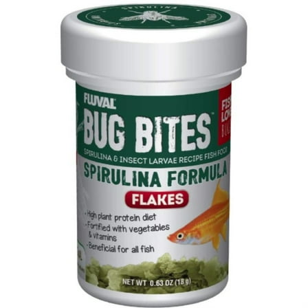 Fluval Bug Bites Spirulina Plant-Based Fish Flakes