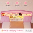 thumbnail image 5 of Afuhokles Velvet Upholstered Full Size Bed Frame with 4 Drawers and Hidden Storage Headboard, LED Lights and Charging Station,Pink, 5 of 7
