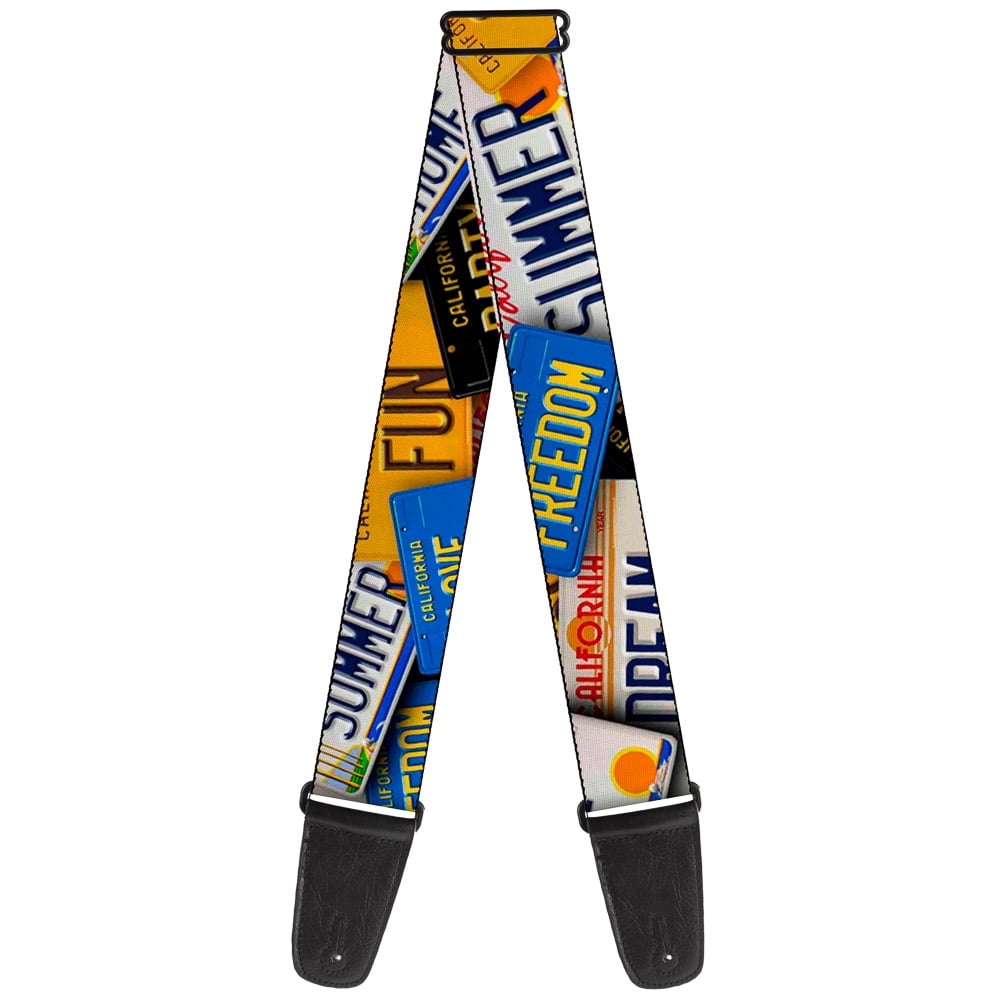 Buckle-Down Guitar Strap, Cali License Plates Stacked, 2 Inches Wide
