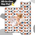 thumbnail image 4 of Football and Basketball White Pattern Teens Toddler Nap Mat with Pillow, Sleeping Mat Bag for Preschool Daycare 60"x20", 4 of 6