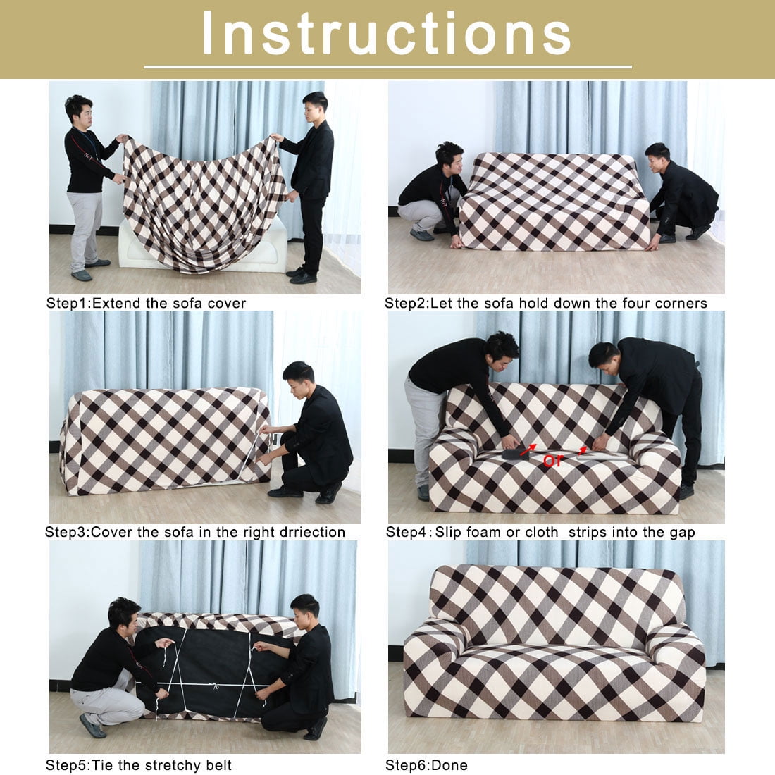 Unique Bargains 1-Piece Modern Floral Stretch couch cover, Beige