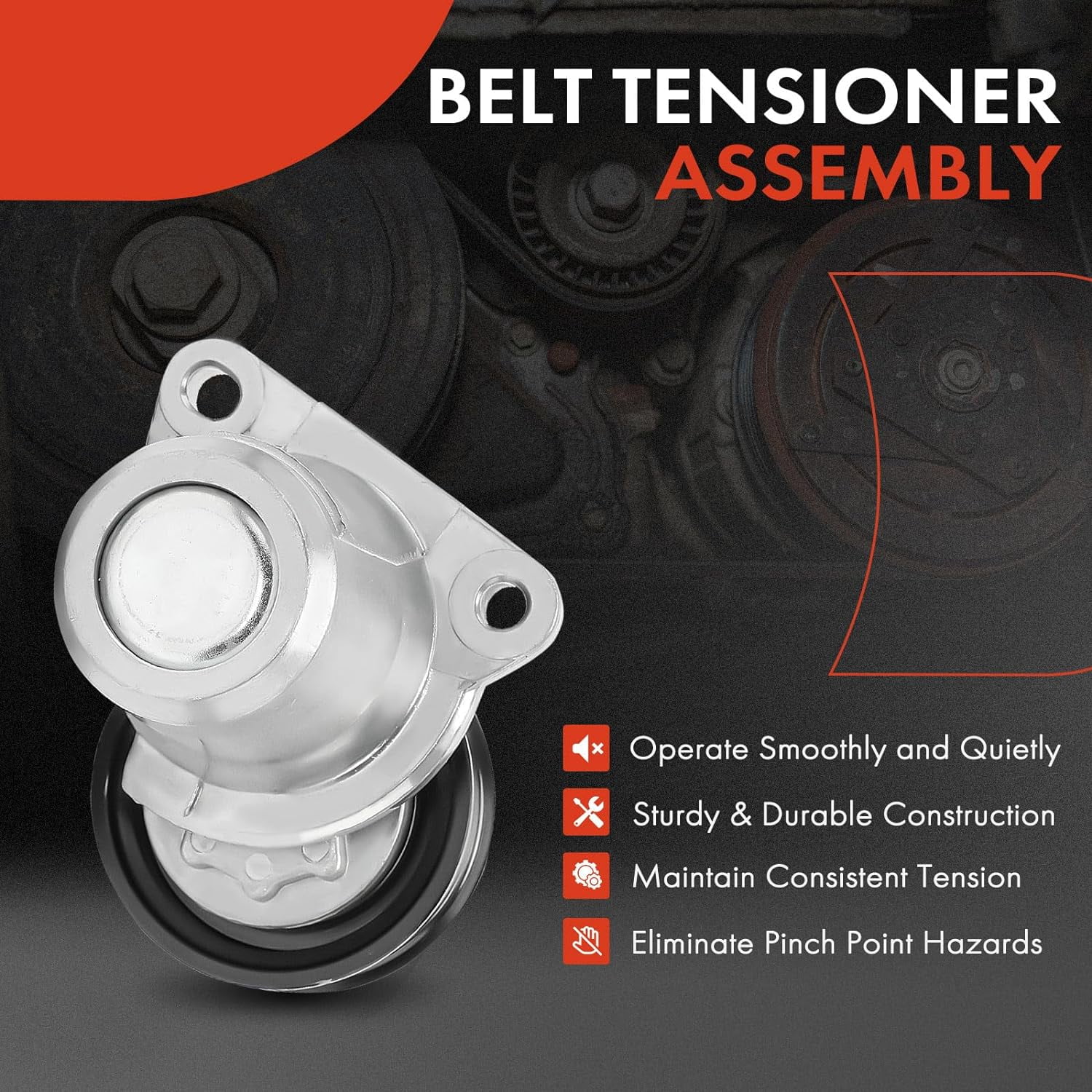 A-Premium Belt Tensioner Assembly with Pulley Compatible with Mazda 6 2006-2013, 2.3L 2.5L, Replace# L3P915980A, L3P915980B