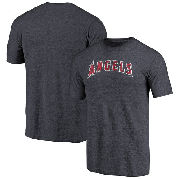Men's Navy Los Angeles Angels Team Wordmark Tri-Blend T-Shirt