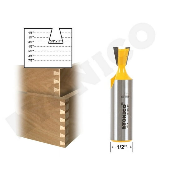 Yonico Dovetail Router Bit - 3/8" x 14° - 1/2" Shank - 14113