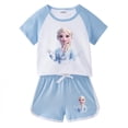 thumbnail image 1 of Nueva princesa congelada Elsa, conjuntos de ropa de verano para niñas pequeñas, pantalones cortos a cuadros, camiseta de manga corta de dibujos animados, ropa para niños, trajes 100 (2T) Gao Jinjia LED, 1 of 2