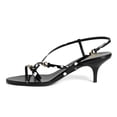 thumbnail image 2 of YDN Women Crisscross Strap Open Toe Sandals Buckled Thin Strap Kitten Low Heels Party Night Club Dressy Shoes Size 5 Black Polka Dots, 2 of 4
