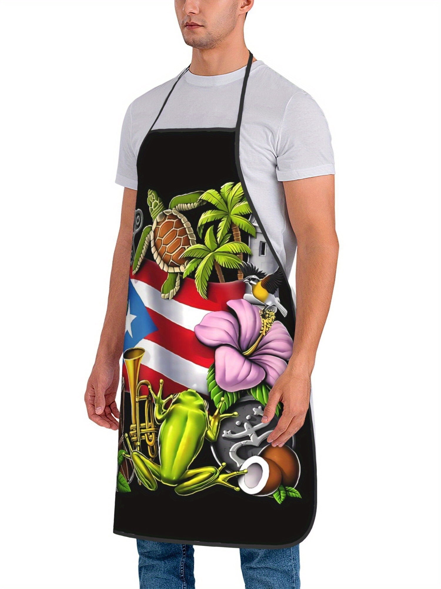 1 Set of Puerto Rican Pride Aprons Unisex Cooking Kitchen Aprons for Parties and Holiday Celebrations