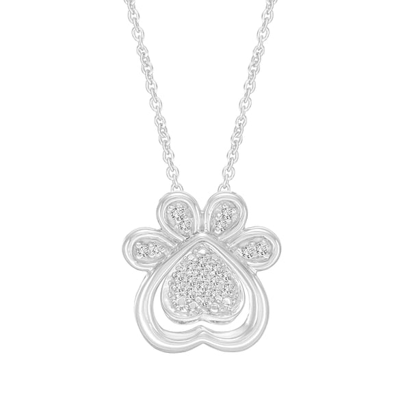 Moissanite Dog Paw Print Heart Three-in-One Pendant Necklace for Women 1/4 Carat Round Lab Created Diamond 18k Rose Gold Plated Sterling Silver (0.25 Cttw, D Color, VVS1) Jewelry Gift For HER