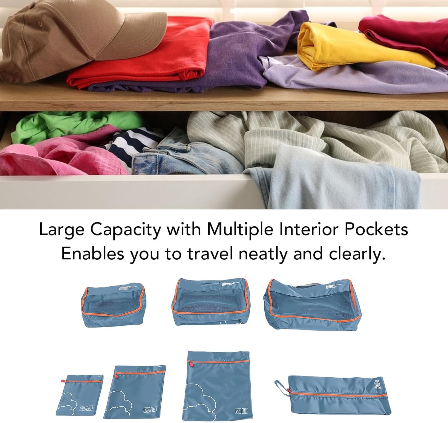 Packing Cubes For Travel, 7 Pack Anti Tear Space Saving Luggage Organizer Bags, For Suitcases