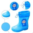 thumbnail image 4 of KPOPLK Kids Toddler Rain Boots Waterproof Easy On Pull-On Handles Lightweight Cute Cartoon Print Non-Slip Sole Outdoor Play Shoes(Blue,12.5), 4 of 5