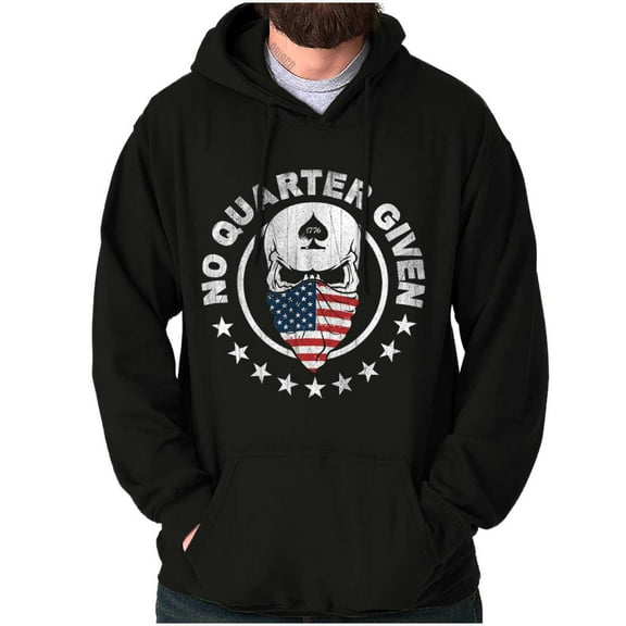 No Quarter Given Skull American Flag Hoodie Sweatshirt Women Men Brisco Brands S