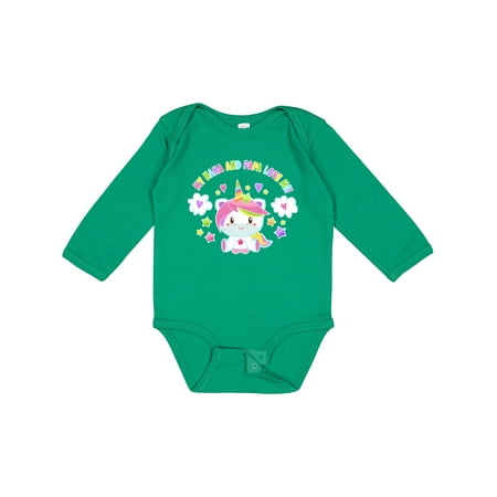 

Inktastic My Nana and Papa Love Me with Cute Rainbow Unicorn Gift Baby Boy or Baby Girl Long Sleeve Bodysuit