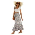 thumbnail image 2 of Maxi Skirts for Women 2025 Summer Boho Long Flowy Floral Elastic High Waist Skirt Casual Travel Skirt XL, 2 of 9