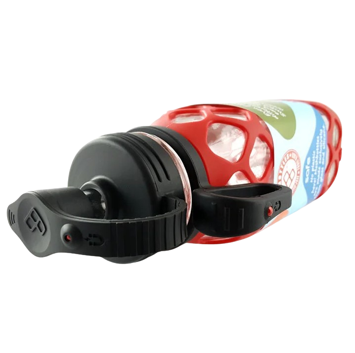 Meshbottle With Glass Straw - Brick Red - Plastic-Free, BPA-Free, Phthalate-Free Glass Water Bottle - 16 oz